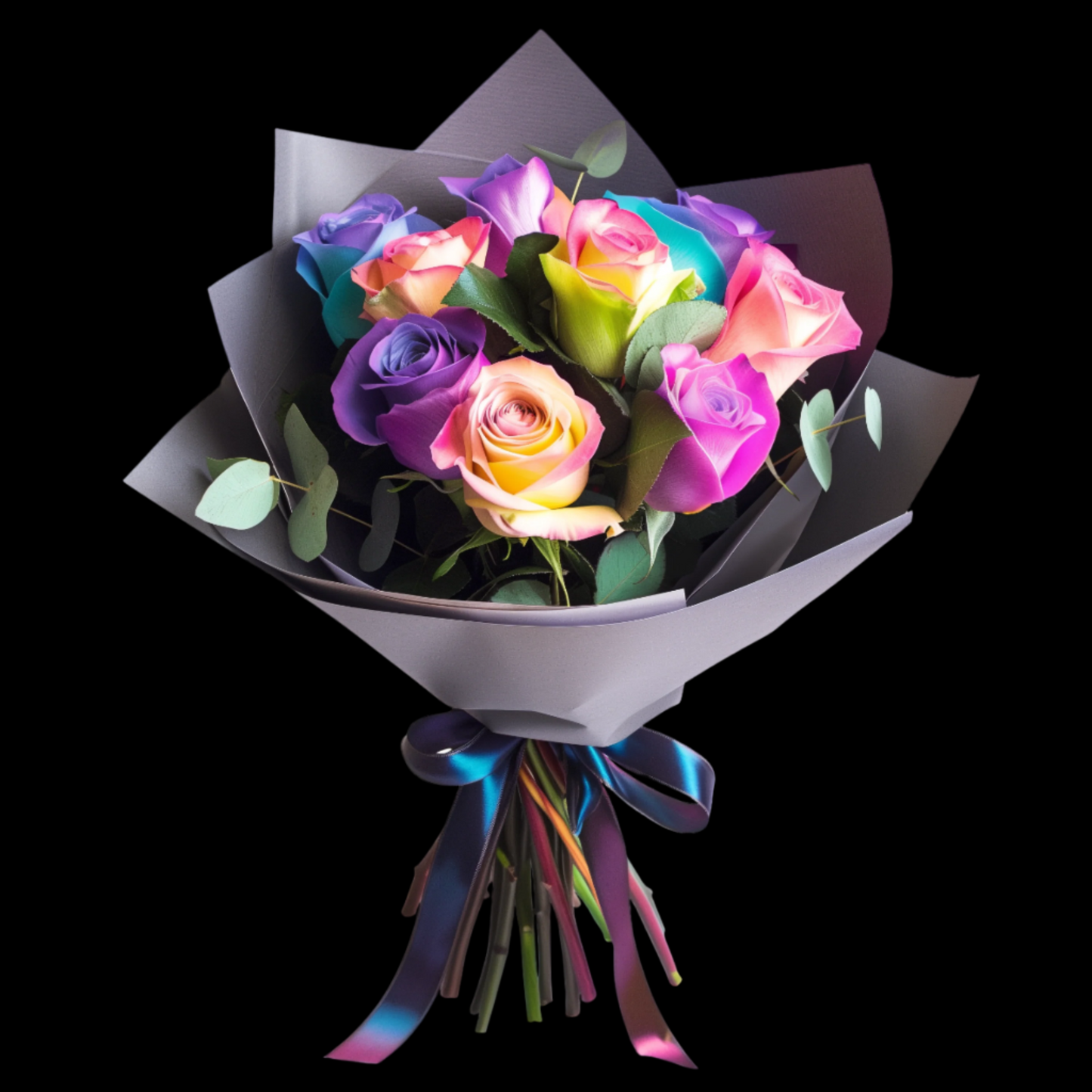Fresh Rainbow Rose Bouquet